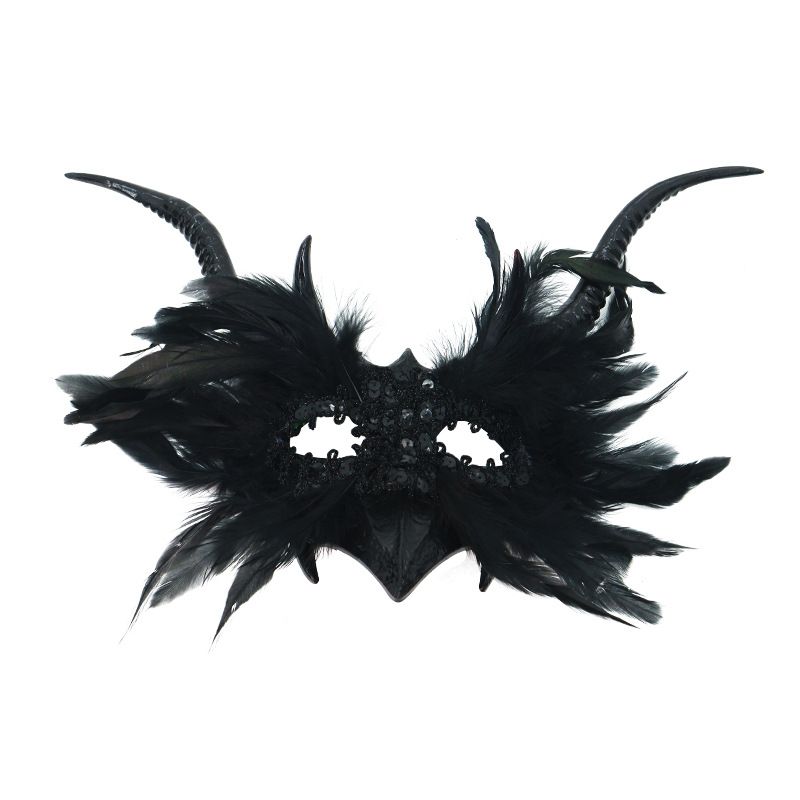 New Halloween Gothic Style Demon Horn Mask (Black)