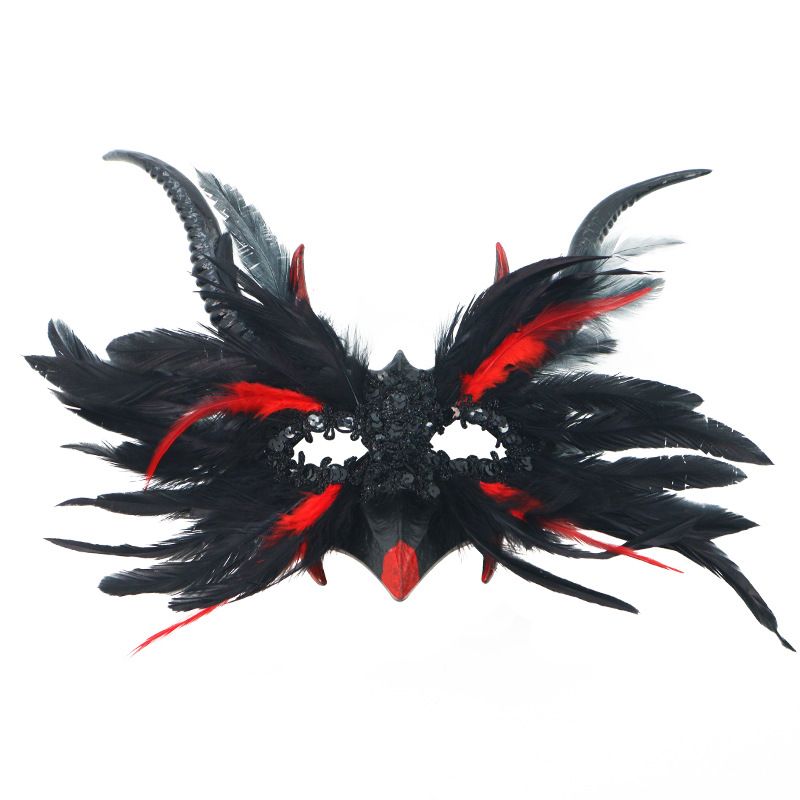 New Halloween Gothic Style Demon Horn Mask (Black+RED)