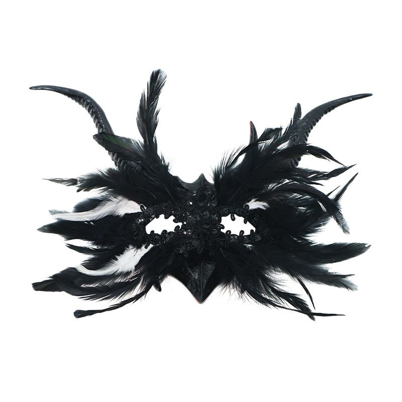 New Halloween Gothic Style Demon Horn Mask (Black+WHITE)