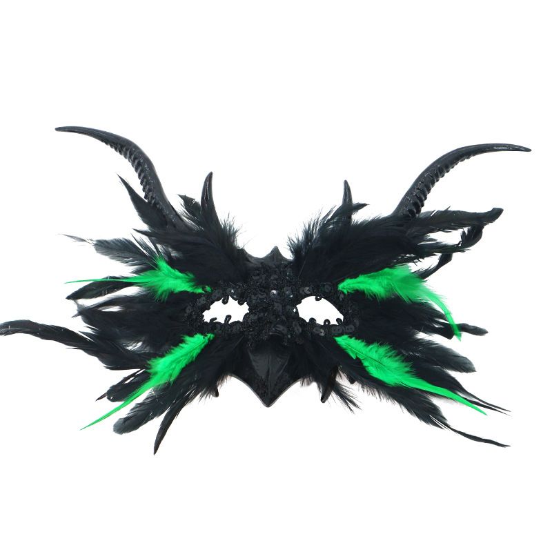 New Halloween Gothic Style Demon Horn Mask (Black+GREEN)