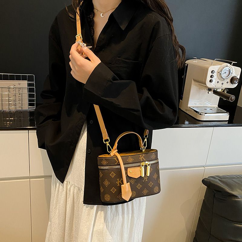 Vintage Brown & Gold Mini Square Bag, Three Ways to Carry — Lightweight Versatile Commuter Bag./brown