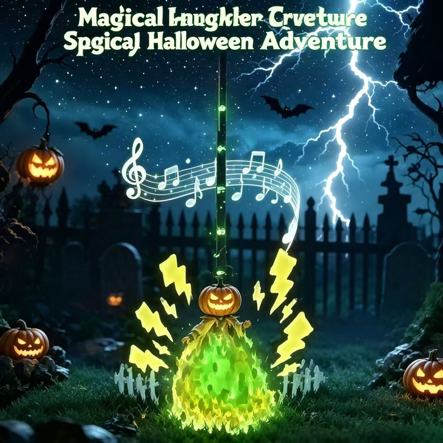 🧹 Halloween Glowing Bouncing Magic Broom! 90cm Witch Broom with Sound Effects, Haunted House Escape Room Party Indoor Decoration Must-Have, Day & Night Dual Effect Maxes Out the Vibes, Start a Magical Adventure! 🎃