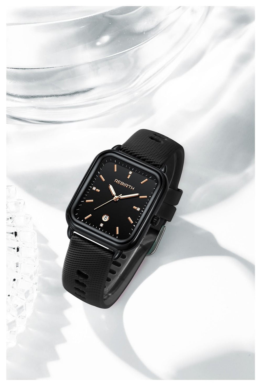 Elegant Retro Preppy Style Women's Quartz Watch - Square Black Dial with Pink Silicone Strap, Zinc Alloy Case, Non-Rechargeable Battery/black