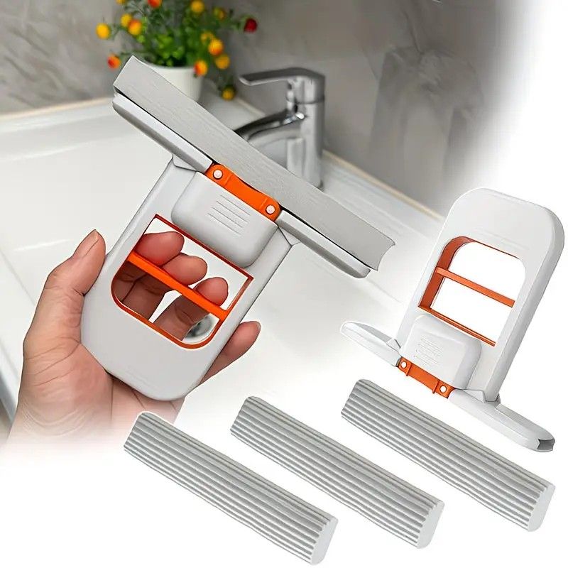 Desktop Mini Mop: Instant Absorb Cotton Head, Wash and Wring Integrated, Clean Without Dirty Hands, Great Helper for Home Cleaning/1 mop +3 sponge disposable desktop cleaner