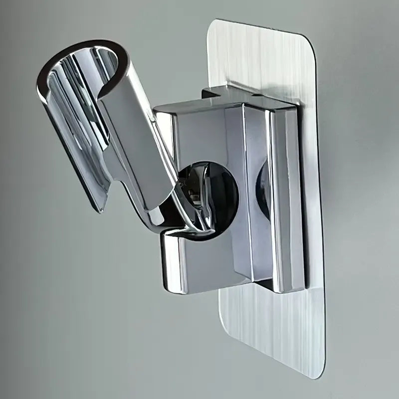 ABS universal swivel shower holder, no-drill suction, fits most shower heads, adjustable angle, practical bathroom essential!/silver