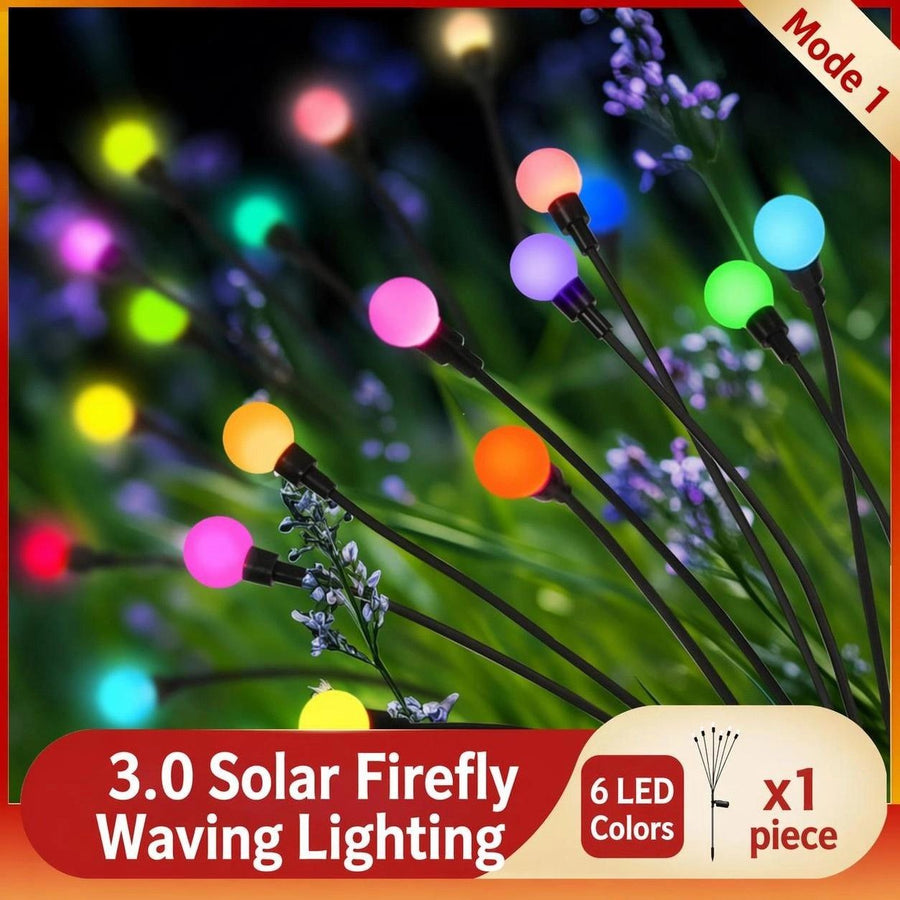Solar Firefly Wind Light: Charges during the day, glows at night. Sways in the wind like dancing fireflies, lighting up your yard with romance./6 lamp holder [color] is always on