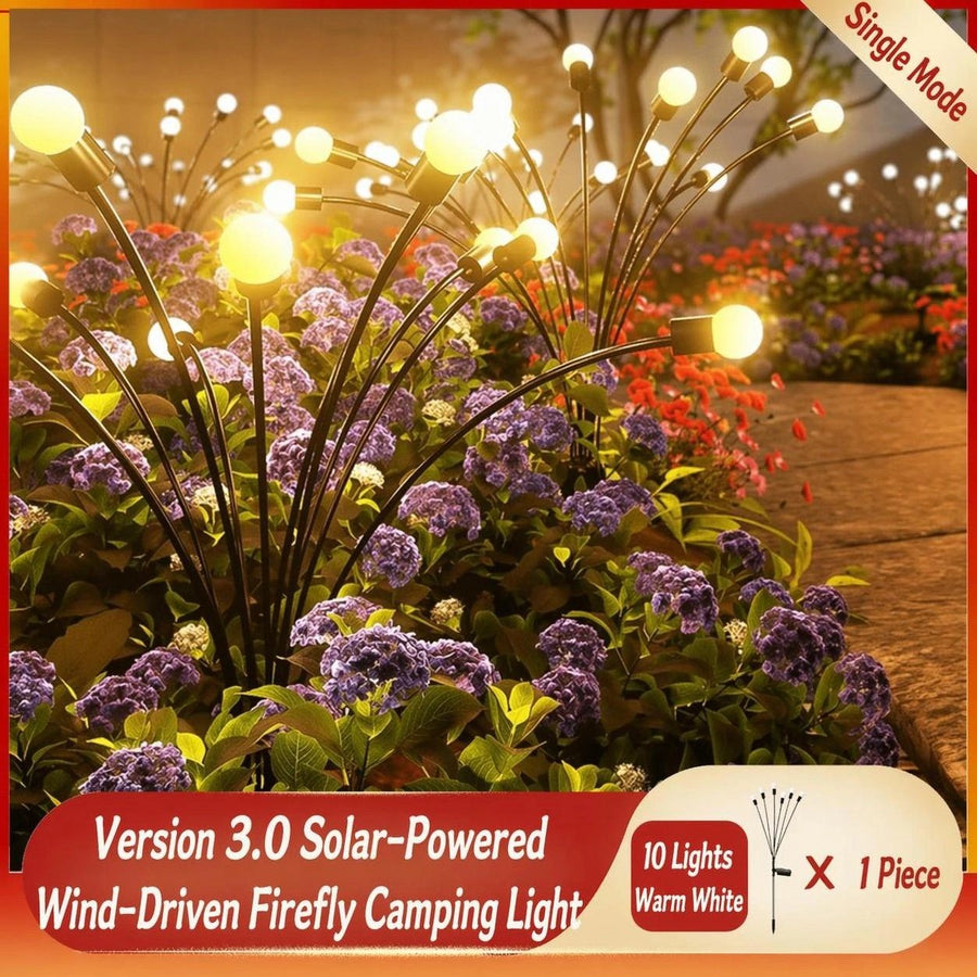 Seven Branch Solar Lily Light: Charges during the day, glows at night. Seven lilies bloom together, soft light flows like water through your garden./10 lamp holder [warm light] is always on