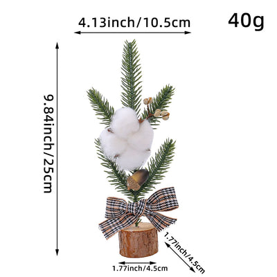 Desktop Mini Christmas Tree 25cm, Cotton Style Christmas Window Potted Decoration