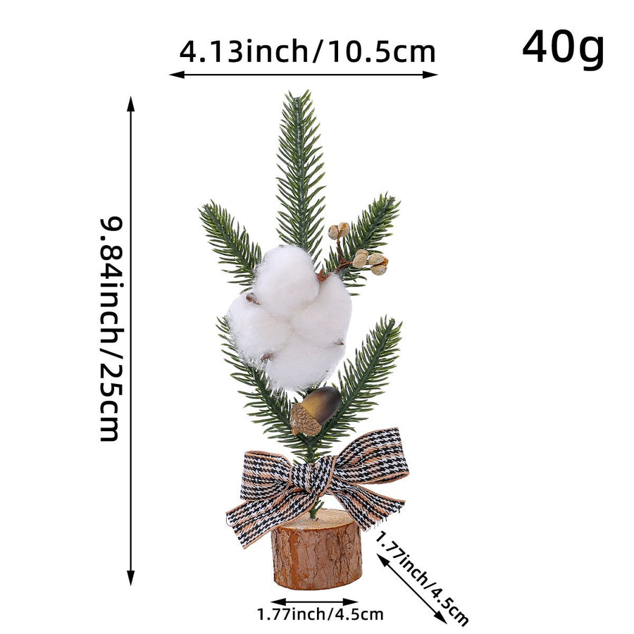 Desktop Mini Christmas Tree 25cm, Cotton Style Christmas Window Potted Decoration