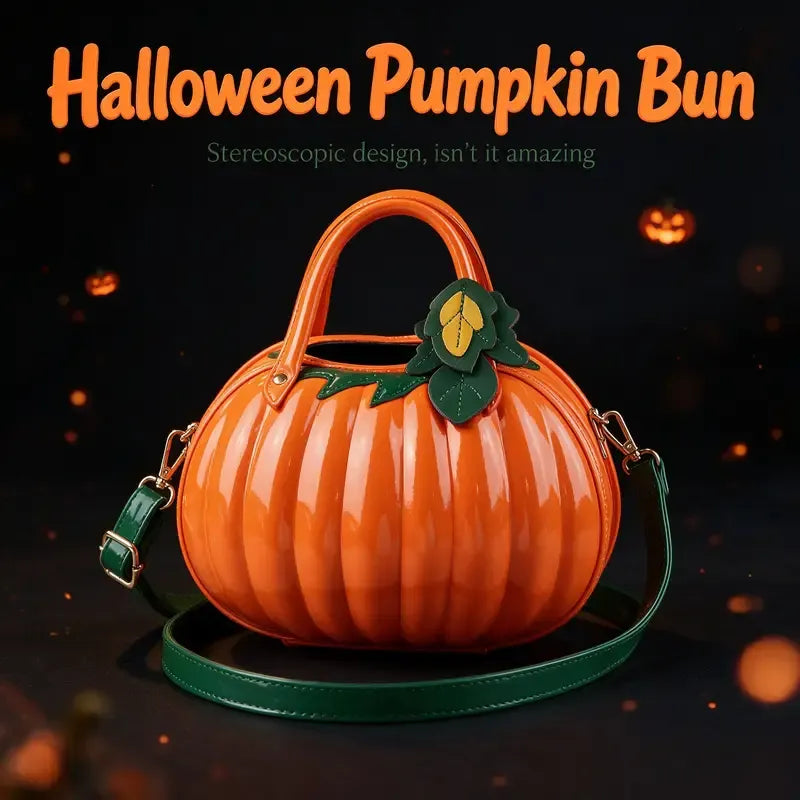 New PU 3D Pumpkin Bag, Rustic Handheld Crossbody Autumn Daily Bag