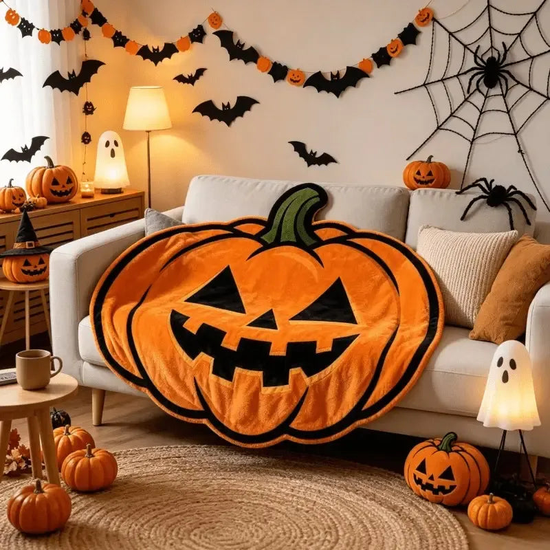 🎃 Halloween Pumpkin-Shaped Flannel Throw Blanket, Soft & Warm, Must-Have Creative Home Decor! 🎃/150*150cm(59.06*59.06in)