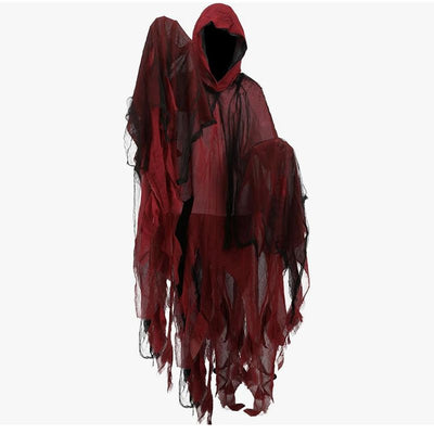 🎃 Halloween Adult Horror Hooded Tattered Cloak! Witch Zombie Reaper Cosplay Robe, Party Ghost Costume, Oversized Floor-Length Cape Maxes Out the Vibes! 👻RED
