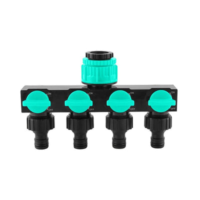 4-Way Independent Valve Garden Hose Splitter: Leak-Proof Faucet Connector, All-in-One for Watering, Car Washing and Sprinkler Systems, Essential Outdoor Tool for Efficient Water Saving/acid blue