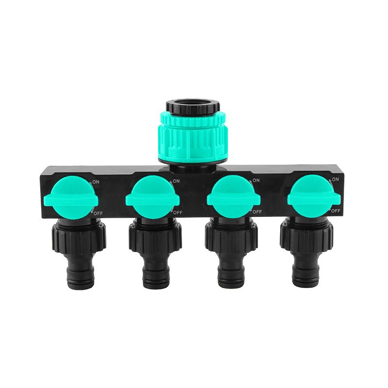 4-Way Independent Valve Garden Hose Splitter: Leak-Proof Faucet Connector, All-in-One for Watering, Car Washing and Sprinkler Systems, Essential Outdoor Tool for Efficient Water Saving/acid blue