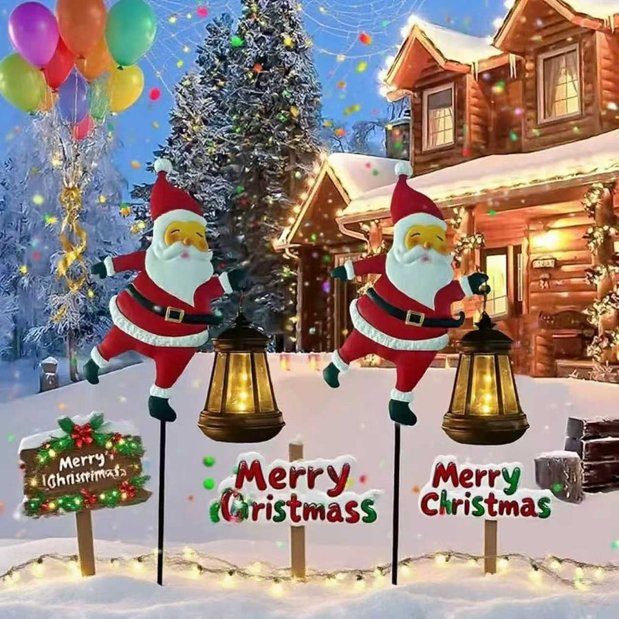 1PCS Solar Santa Claus Lantern Stake Light, Durable Iron Art, Warm & Colorful Light Modes, Brighten Up Your Outdoor Courtyard Christmas Ambiance (Warm Light)