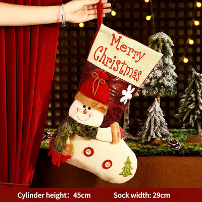 Fluffy plush fabric, 3D appliqués, full of festive charm. Height 45-47cm, holds candies and gifts, decorates Christmas trees and fireplaces, filling the room with Christmas magic./*Button snowman