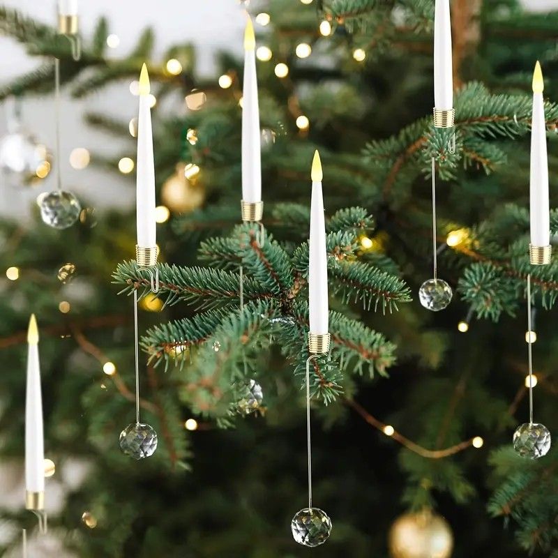 12-Pack Flameless Tapered LED Christmas Candles, Remote Control Timer Crystal Hook Decoration