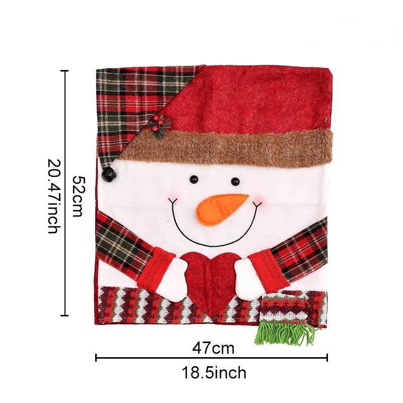 Christmas Handmade Fabric Chair Cover, Cute Snowman Design, Brightens Up the Warm Holiday Atmosphere