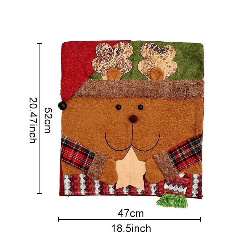 Christmas Handmade Fabric Chair Cover, Cute Reindeer Design, Brightens Up the Warm Holiday Atmosphere