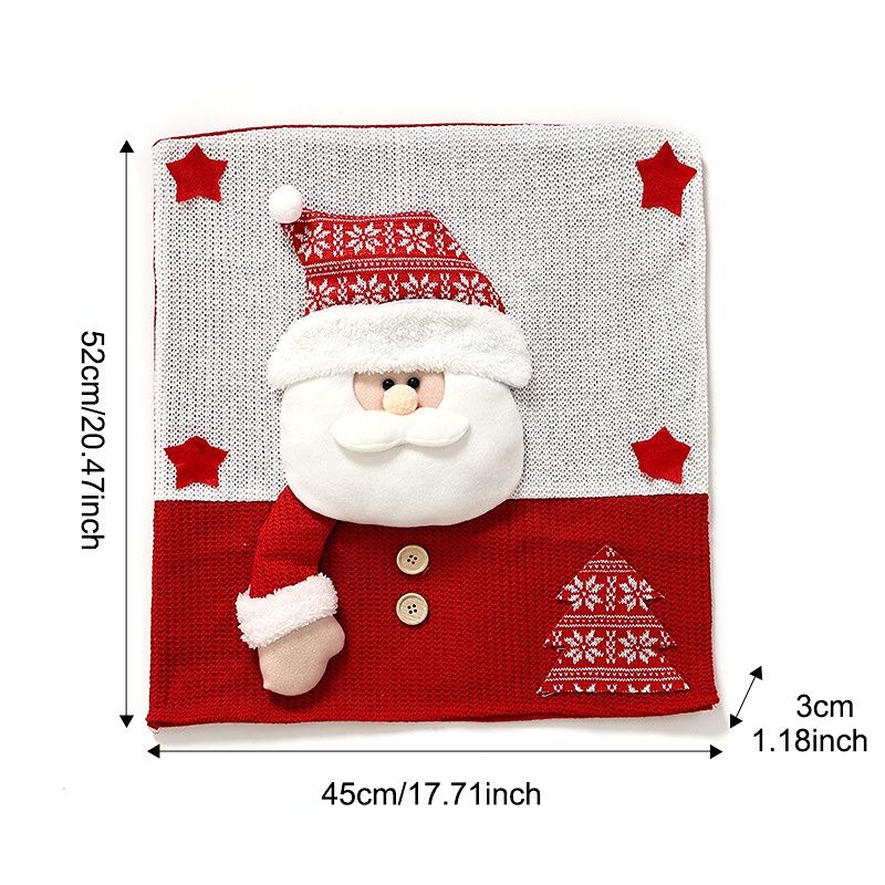 Knitted Red & White Christmas Chair Cover, Classic Santa Claus Design, Brightens Up the Warm Holiday Atmosphere