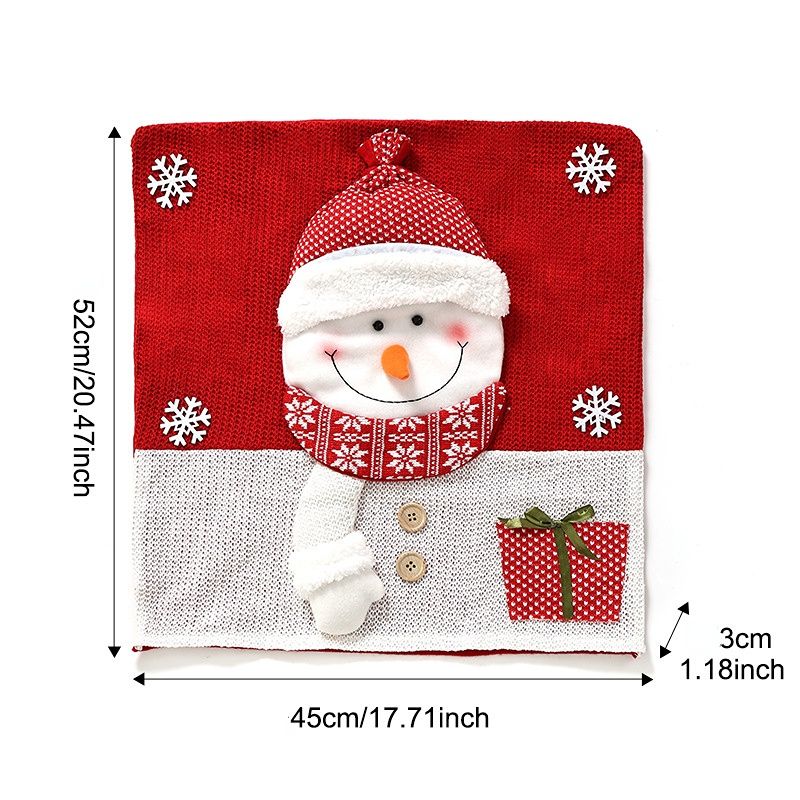 Knitted Red & White Christmas Chair Cover, Classic Snowman Design, Brightens Up the Warm Holiday Atmosphere