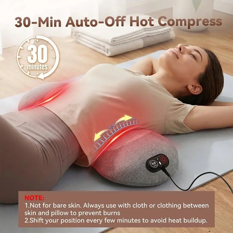 Graphene Heating Vibration Lumbar Massager, 3 in 1 Back Cushion, Lumbar Support + Massage & Heat Therapy, Deep Relaxation for a Warm Sleep