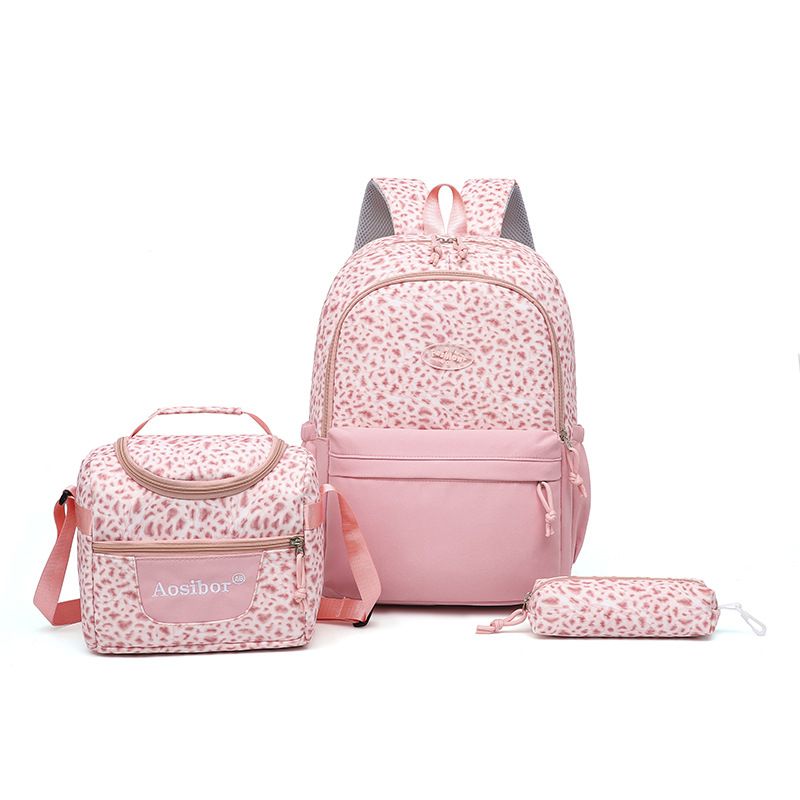 Pink Leopard Print Water-Resistant Backpack, Lightweight with Large Capacity, Laptop Compartment Included, Essential for Commuting and Campus./pink
