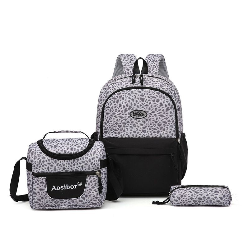 black Leopard Print Water-Resistant Backpack, Lightweight with Large Capacity, Laptop Compartment Included, Essential for Commuting and Campus.&black
