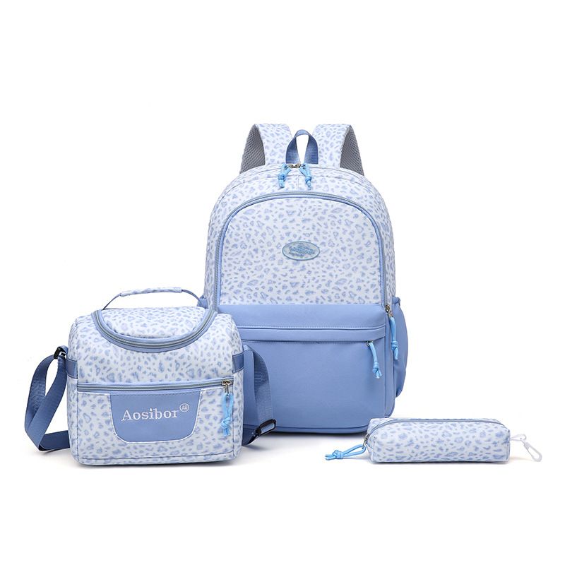 Leopard Print Water-Resistant Backpack(BLUE), Lightweight with Large Capacity, Laptop Compartment Included, Essential for Commuting and Campus./BLUE