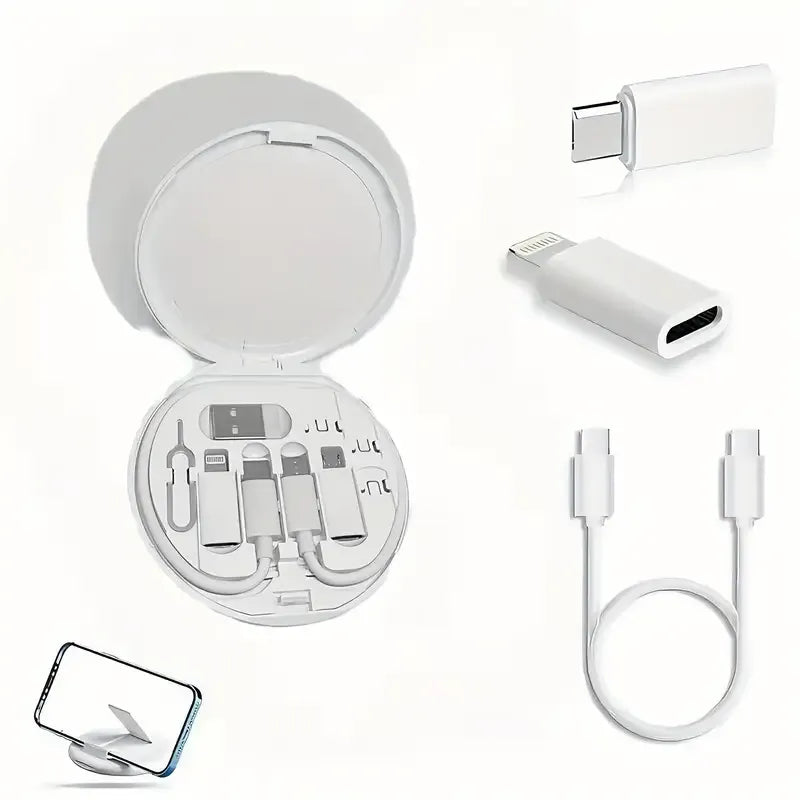 5-in-1 Cable Storage Box, Charging + Stand + Storage All-in-One, One Box Solves Your Travel Needs/white