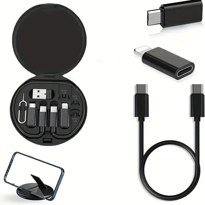 5-in-1 Cable Storage Box, Charging + Stand + Storage All-in-One, One Box Solves Your Travel Needs/BLACK