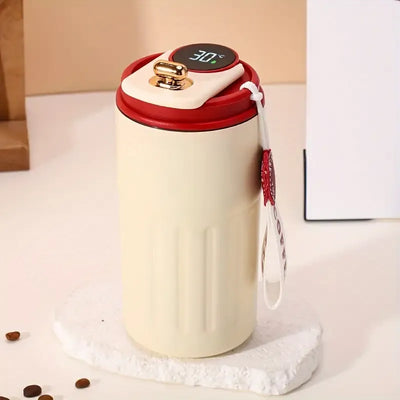 Smart Temp-Display Tumbler: 15.5oz Large Capacity, See the Temp, Enjoy Hot/Cold Freely – Just Right Every Sip./RED