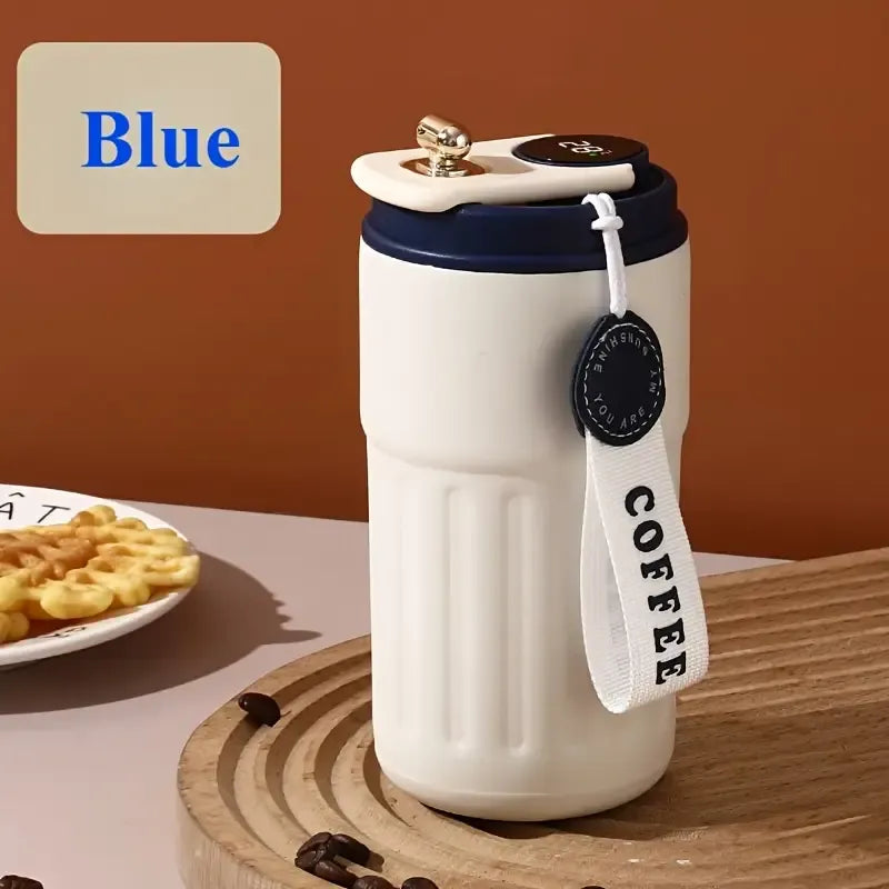 Smart Temp-Display Tumbler: 15.5oz Large Capacity, See the Temp, Enjoy Hot/Cold Freely – Just Right Every Sip./blue