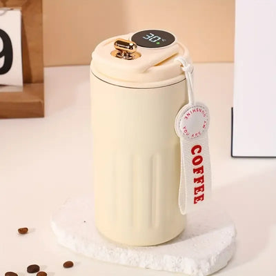 Smart Temp-Display Tumbler: 15.5oz Large Capacity, See the Temp, Enjoy Hot/Cold Freely – Just Right Every Sip/(WHITE)