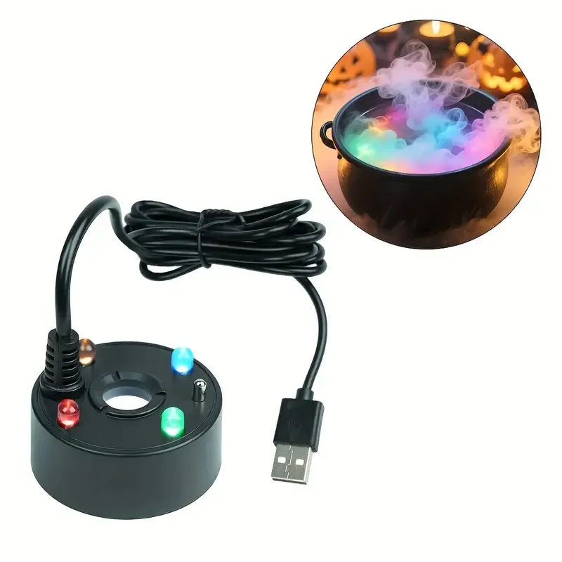 🎃 5V USB Colorful Light Mister, Halloween Witch Cauldron/Pumpkin Lamp Fog Machine! Must-have for Rockery & Fish Tank Landscaping, Colorful LED Mist Maker Maxes Out the Vibes! ✨