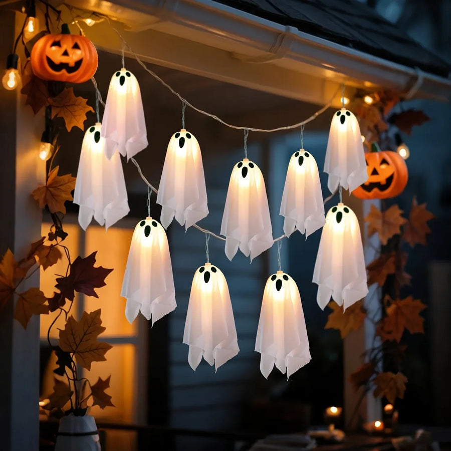 10-Pack Ghost Ice Stick Lights, 8 Lighting Modes, Battery Box Powered (Batteries Not Included), Must-Have for Haunted House, Yard & Party Decor.
