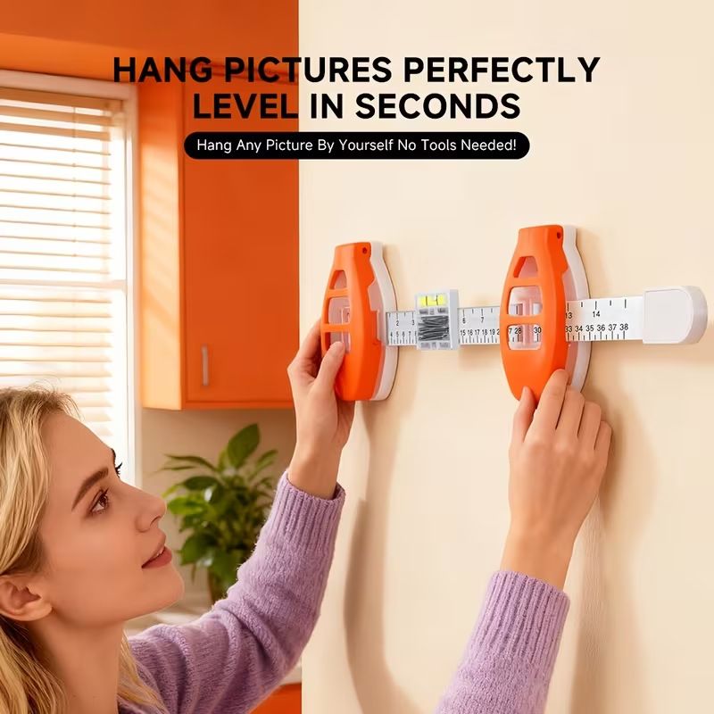 Picture Frame Hanging Balance Ruler | Nail Positioning · Angle Measurement · Level Calibration 3-in-1./ORANGE
