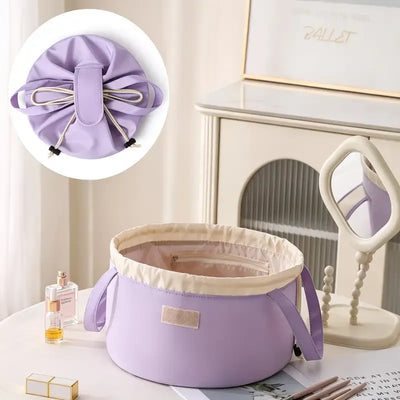INS Style Lazy Makeup Bag: Large Capacity, Structured Shape, Drawstring Design for Easy Access, Multiple Colors Available, a Must-Have Beauty Storage Essential for Home and Travel!/purple