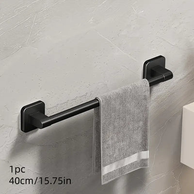 40cm space aluminum gunmetal gray towel bar, easy drill-free installation, anti-corrosion and rust-proof, bathroom towel storage, practical and stylish.