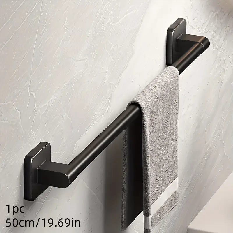 50cm space aluminum gunmetal gray towel bar, easy drill-free installation, anti-corrosion and rust-proof, bathroom towel storage, practical and stylish.