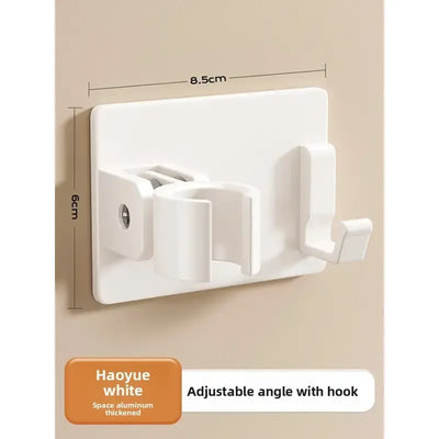 Aluminum alloy no-drill shower holder, strong suction, swivel adjustment multi-function hook, practical bathroom essential. / Haoyuebai