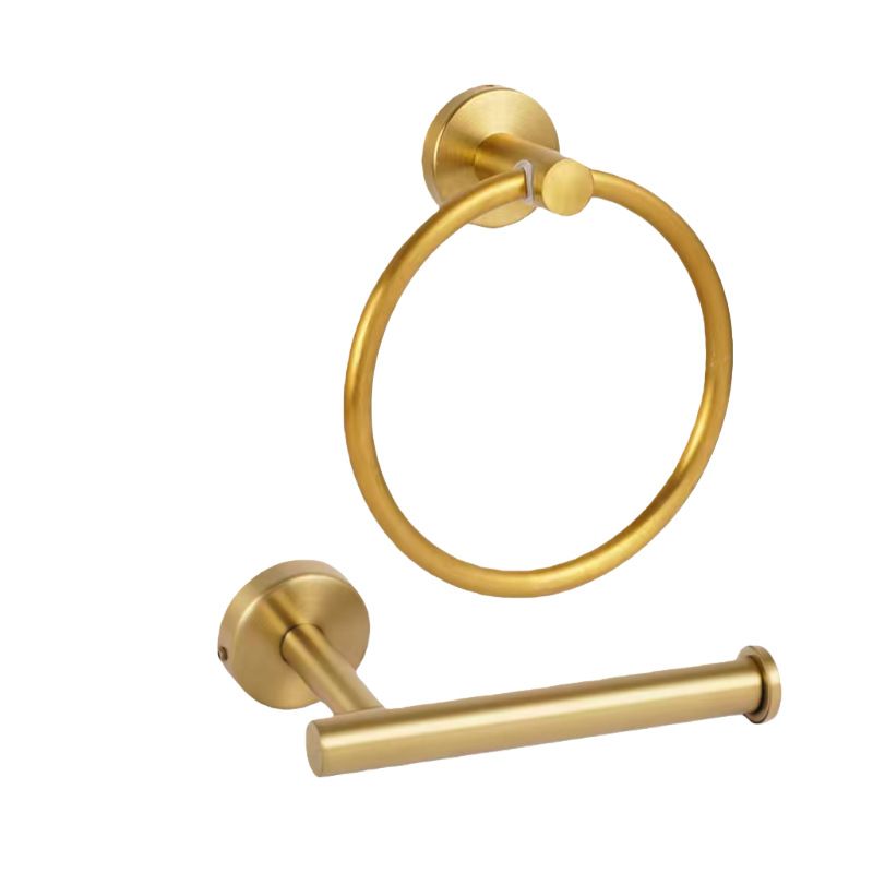 Stainless steel bathroom accessory set, rust-proof durable, towel ring & toilet paper holder 2-piece set, practical choice for bathrooms!/golden