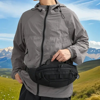 Tactical Camo Waist Bag: Water-Repellent Oxford, Multi-Compartment, Lightweight 0.25kg, Chest/Crossbody/Waist Carry – All-Scenario Essential/black