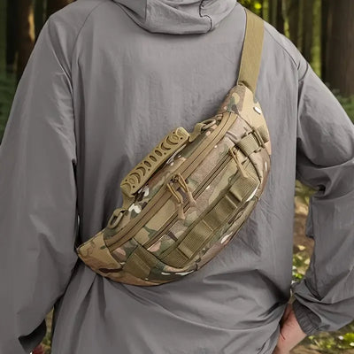 Tactical Camo Waist Bag: Water-Repellent Oxford, Multi-Compartment, Lightweight 0.25kg, Chest/Crossbody/Waist Carry – All-Scenario Essential/CP camouflage