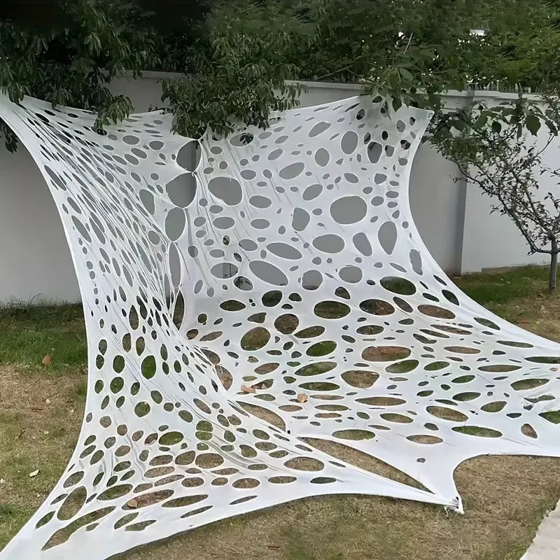 🕸️ Super Stretchable Halloween Spider Web Gauze! 600cm Tattered Stretch Fabric, Outdoor Yard Haunted House DIY Decoration Must-Have, Max Out the Vibes with Lighting, Easily Create a Horror Party! 🎃