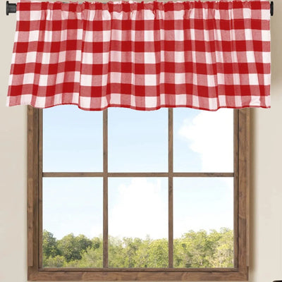 Plaid Window Valance Curtain, Farmhouse Kitchen Bedroom Living Room Decor, 15 x 55 in