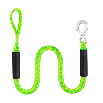 Green Bungee Dock Line Mooring Rope With Stainless Steel Clip for Boats Kayaks Watercraft and Pontoon
