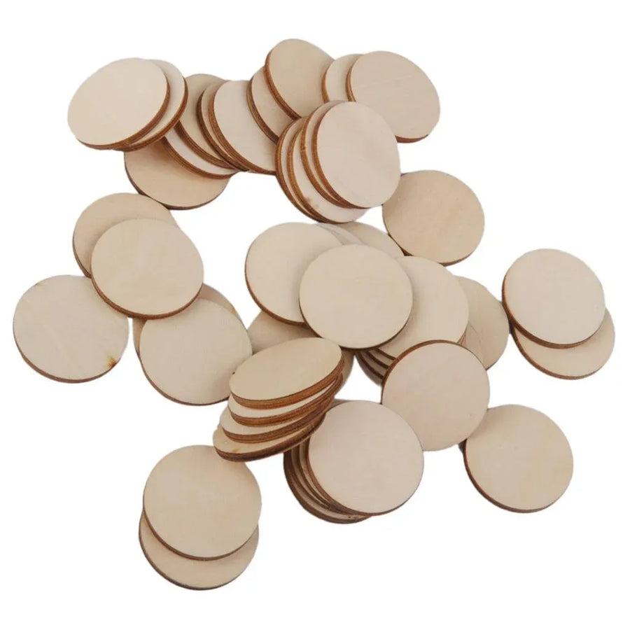 50 Pack Unfinished Round Wooden Discs for Crafts and Book Signing Boards, 5 Sizes