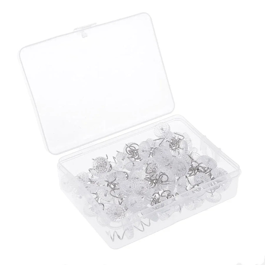 100 Pieces Clear Round Head Upholstery Spiral Nail Studs, Furniture Sofa Tack Pins and Fasteners