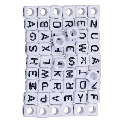 200 Pieces Mixed Square Acrylic Alphabet Beads, Large Hole Letter Charms for Bracelets Necklaces and Jewelry Making, 6 mm